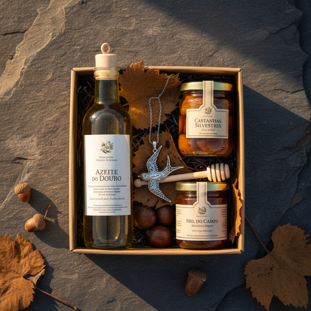 Kit gourmet Sabores do Douro com azeite transmontano, castanhas e filigrana